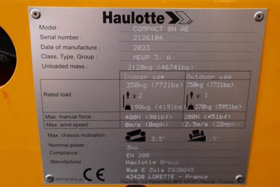 Haulotte Compact 8N Valid inspection, *Guarantee! 8m Workin Haulotte Compact 8N Valid inspection, *Guarantee! 8m Workin 20...