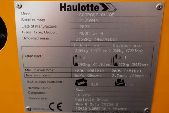 Haulotte Compact 8N Valid inspection, *Guarantee! 8m Workin Haulotte Compact 8N Valid inspection, *Guarantee! 8m Workin 20...