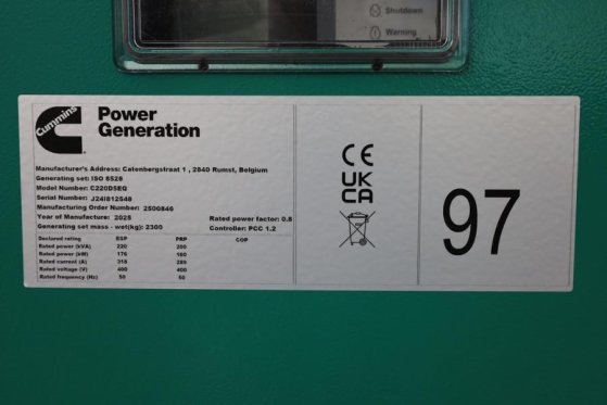 Cummins C220D5EQ Declaration of Conformity, Diesel, 220kVA C220D5EQ Declaration of Conformity, Diesel, 220kVA 2025 2 Gener...