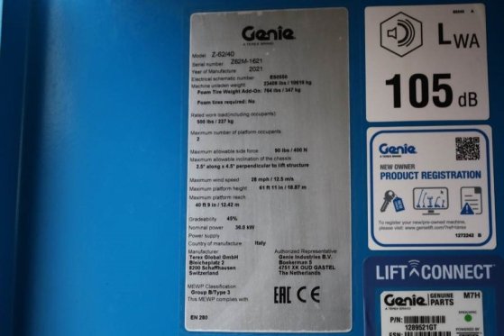Genie Z-62/40 GUARANTEE, Diesel, 4x4 Drive, 21m Working Z-62/40 GUARANTEE, Diesel, 4x4 Drive, 21m Working 2021 2 image 7