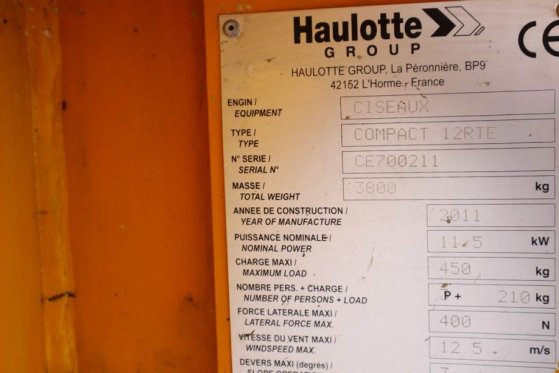 Haulotte Compact 12RTE Electric, 12m Working Height, 450kg Haulotte Compact 12RTE Electric, 12m Working Height, 450kg 2011...