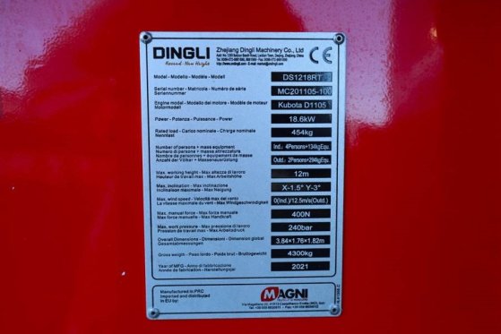 Magni DS1218RT Valid inspection, Diesel, 4x4 Drive, 12m MAGNI DS1218RT Valid inspection, Diesel, 4x4 Drive, 12m 2021 2 Sci...