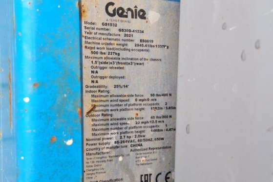 Genie GS1932 E-Drive Several In Stock, 8m Working Height 4842 2021 2 Scissor Lifts image 7