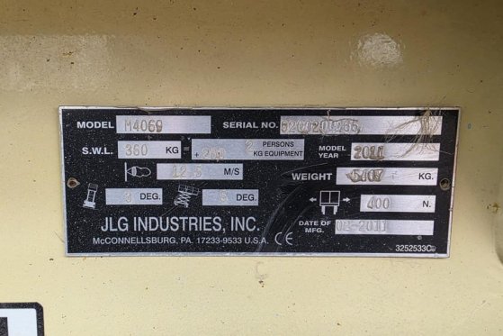 JLG M4069 Hybrid, 14.2m Working Height, 360kg Capacity M4069 Hybrid, 14.2m Working Height, 360kg Capacity 2011 2 Scissor L...