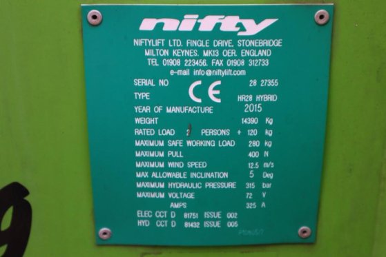 Niftylift HR28 HYBRIDE Hybrid, 4x4 Drive, 28m Working Height Niftylift HR28 HYBRIDE Hybrid, 4x4 Drive, 28m Working Height ...