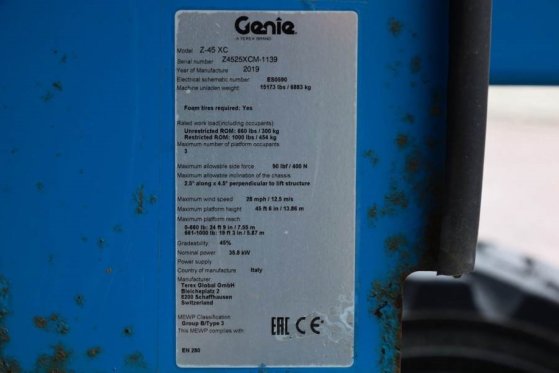 Genie Z-45XC GUARANTEE, Diesel, 4x4 Drive, 16m Working H Z-45XC GUARANTEE, Diesel, 4x4 Drive, 16m Working H 2019 2 image 7