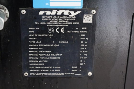 Niftylift HR21 HYBRIDE 4x4 MK2 Hybride, 4x4 Drive, 21m Worki Niftylift HR21 HYBRIDE 4x4 MK2 Hybride, 4x4 Drive, 21m Worki ...
