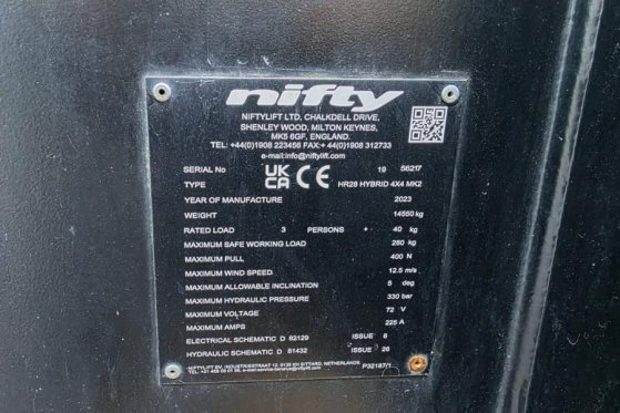 Niftylift HR28 Hybride 4x4 Mk2 Hybrid, 4x4 Drive, 28m Workin Niftylift HR28 Hybride 4x4 Mk2 Hybrid, 4x4 Drive, 28m Workin ...