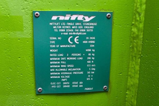 Niftylift HR28 HYBRIDE Hybrid, 4x4 Drive, 28m Working Height Niftylift HR28 HYBRIDE Hybrid, 4x4 Drive, 28m Working Height ...