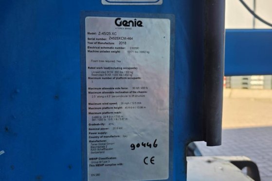 Genie Z45/25 XC Diesel, 4x4 Drive, 16m Working Height, 7 Z45/25 XC Diesel, 4x4 Drive, 16m Working Height, 7 2018 2 image 7