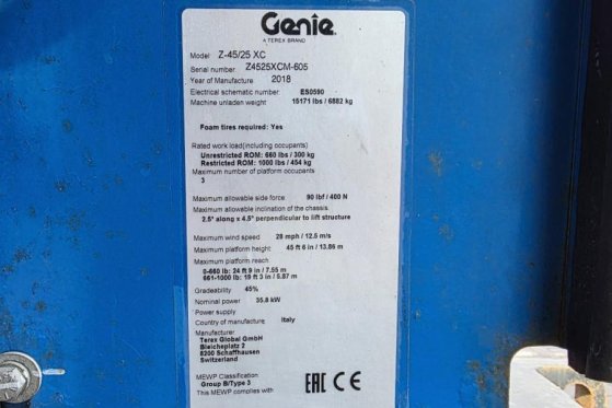 Genie Z45/25 XC Diesel, 4x4 Drive, 16m Working Height, 7 Z45/25 XC Diesel, 4x4 Drive, 16m Working Height, 7 2018 2 image 7