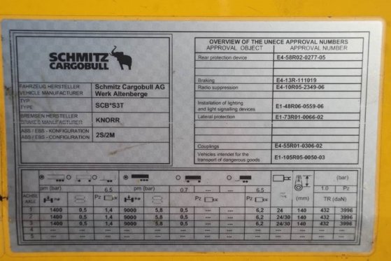 Schmitz Cargobull SCB3ST CoC Documents, TuV Loading Certif Schmitz Cargobull SCB3ST CoC Documents, TuV Loading Certif 2016...