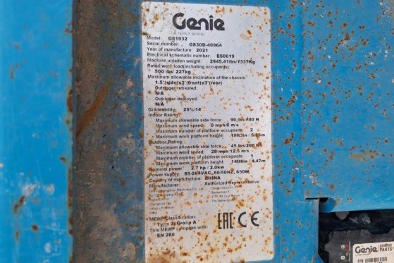 Genie GS1932 E-Drive Several In Stock, 8m Working Height 4842 2021 2 Scissor Lifts image 18