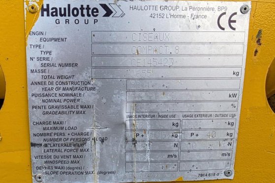 Haulotte Compact 8 Electric, 8.2m Working Height, 350kg Cap Haulotte Compact 8 Electric, 8.2m Working Height, 350kg Cap 20...