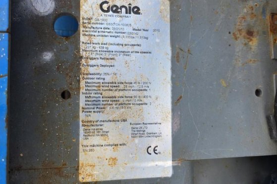 Genie GS1932 Electric, Working Height 7.8 m, 227kg Capac 4842 2010 2 Scissor Lifts image 22