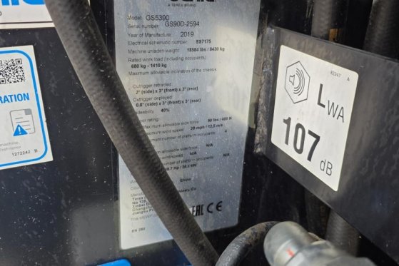 Genie GS5390 Diesel, 4x4 Drive, 18.15m Working Height, 6 GS5390 Diesel, 4x4 Drive, 18.15m Working Height, 6 2019 2 Scissor...