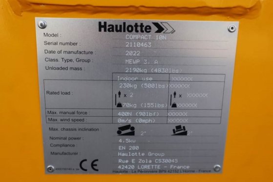 Haulotte Compact 10N Valid Iinspection, *Guarantee! 10m Wor Haulotte Compact 10N Valid Iinspection, *Guarantee! 10m Wor 20...