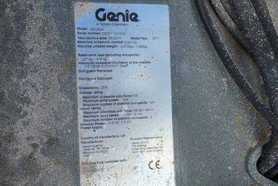 Genie GS2632 Electric, Batteries 2025, 10m Working Heigh GS2632 Electric, Batteries 2025, 10m Working Heigh 2011 2 Scissor...