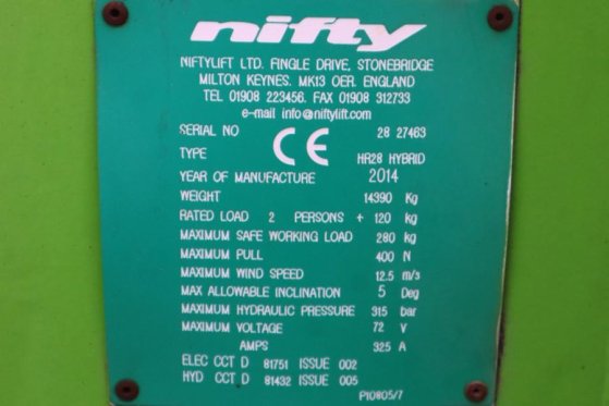 Niftylift HR28 HYBRIDE Valid inspection, *Guarantee! Hybrid, Niftylift HR28 HYBRIDE Valid inspection, *Guarantee! Hybrid, ...
