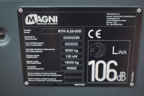 Magni RTH 6.25 Valid inspection, 6t Cap. 25m Boom, Forks MAGNI RTH 6.25 Valid inspection, 6t Cap. 25m Boom, Forks 2022 2 i...