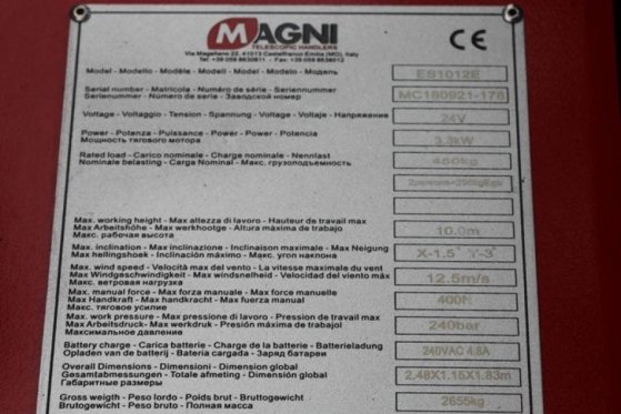Magni ES1012E Electric, 10m Working Height, 450kg Capaci MAGNI ES1012E Electric, 10m Working Height, 450kg Capaci 2019 2 S...