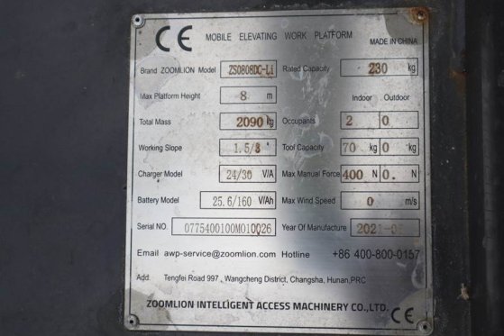 Zoomlion ZS0808DC Valid Iinspection, *Guarantee! 10m Workin Zoomlion ZS0808DC Valid Iinspection, *Guarantee! 10m Workin 20...