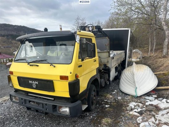 MAN 8.150 crane truck w/ 3-way tipper on the body. WAT 8.150 crane truck w/ 3-way tipper on the body. WAT 1989 2 Crane tru...
