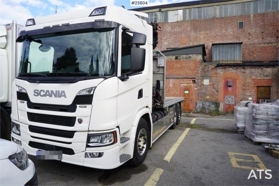 Scania G410 6x2 gas truck with HMF 2820 crane and 3-way t 3203 2023 2 Crane trucks