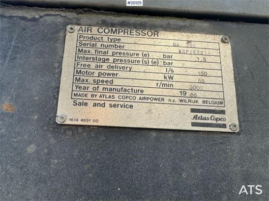 Atlas Copco GA 355 screw compressor GA 355 screw compressor 1986 2 Compressors image 23