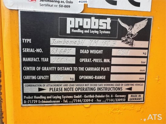 Probst JM150B vacuum lifter Probst JM150B vacuum lifter 2003 2 image 11