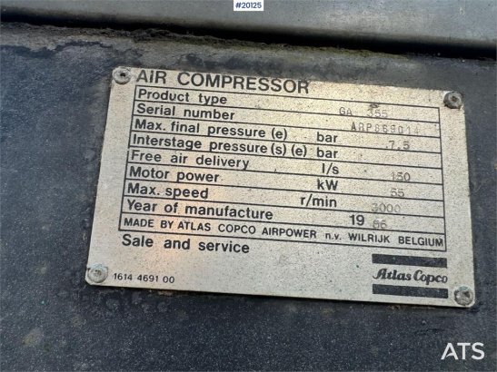 Atlas Copco GA 355 screw compressor GA 355 screw compressor 1986 2 Compressors image 36