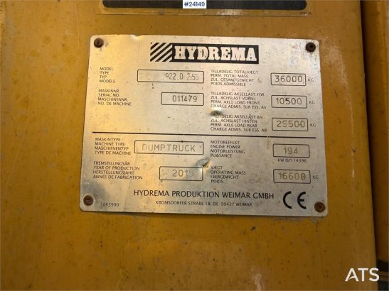 Hydrema 922D dumper with white plates Hydrema 922D dumper with white plates 2015 2 Dump Truck image 15