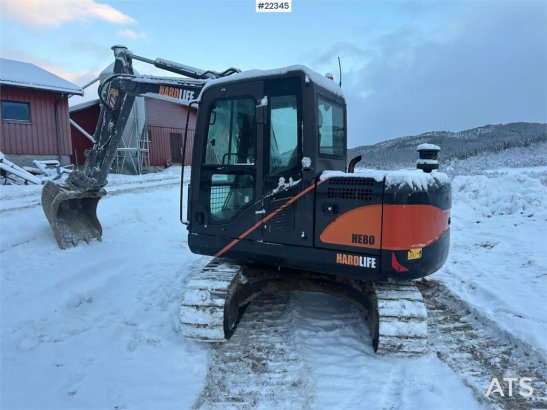 Hardlife HE80 mini excavator w/ narrow bucket and Hardlife HE80 mini excavator w/ narrow bucket and 2022 2 Crawler Excavat...