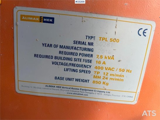 Alimak TPL 500 byggheis 30 meter TPL 500 byggheis 30 meter 2014 2 image 10