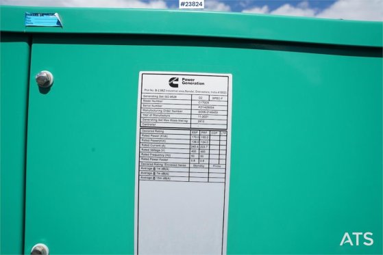 Cummins C170D5 – 170 kVA Industrial Generator Set – Low Ho C170D5 – 170 kVA Industrial Generator Set – Low Ho 2021 2 image 8