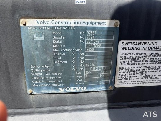 Volvo Wheel Loader Bucket - 4.1 m3 Wheel Loader Bucket - 4.1 m3 2020 2 image 17
