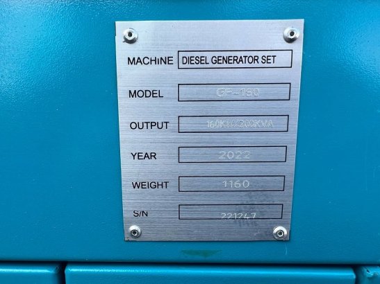 Ricardo 200KVA (160KW) SILENT GENERATOR 3 PHASE 50HZ 400V Ricardo 200KVA (160KW) SILENT GENERATOR 3 PHASE 50HZ 400V 2022 1...