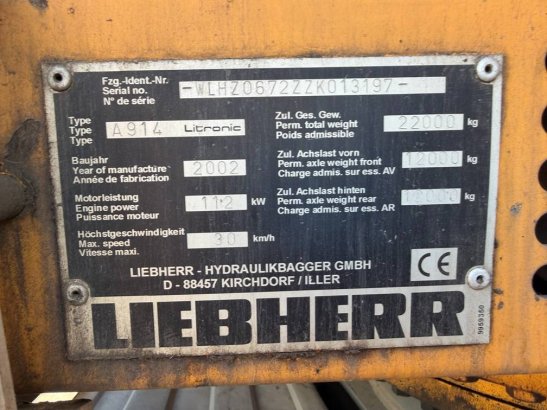 Liebherr A 914 A 914 2002 2 Wheeled Excavators image 7