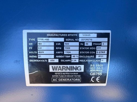 Ricardo 500kva (400KW) silent generator 3 phase ATS 50HZ 4 Ricardo 500kva (400KW) silent generator 3 phase ATS 50HZ 4 2025...