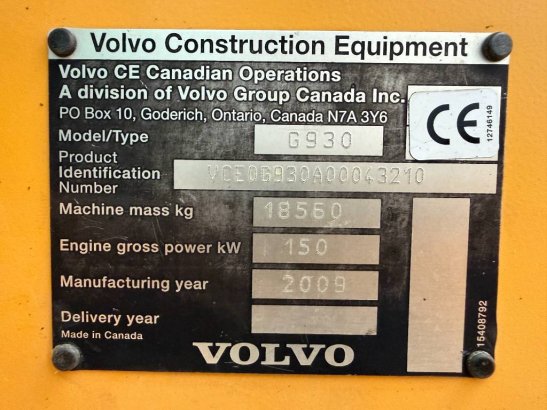 Volvo G930 - CE - LOW HOURS G930 - CE - LOW HOURS 2009 2 Motor graders image 5