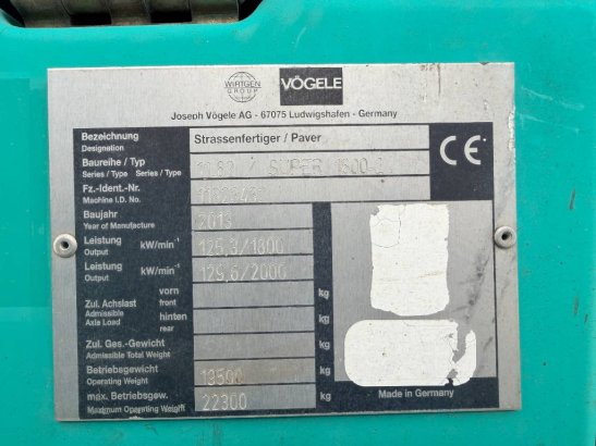Vögele SUPER 1800-2 Vögele SUPER 1800-2 2013 2 Asphalt pavers image 6