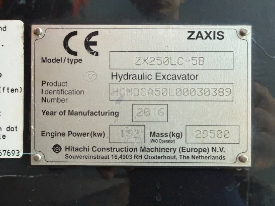 Hitachi ZX250LC-5B Long reach ZX250LC-5B Long reach 2016 2 image 8