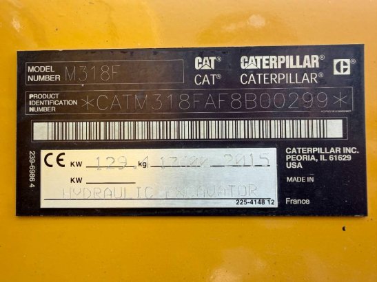 CAT M318F M318F 2015 2 Wheeled Excavators image 8