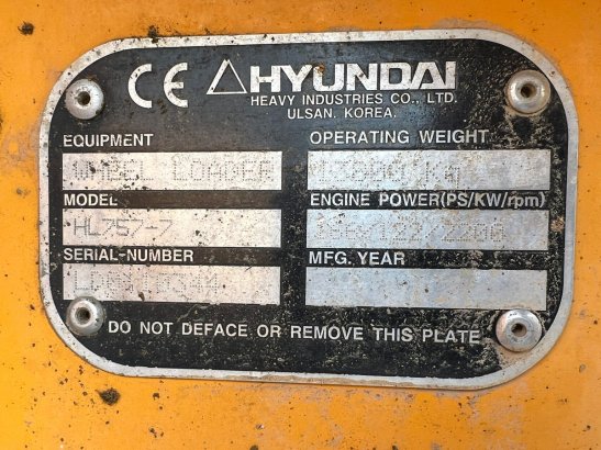 Hyundai HL757-7 HL757-7 2004 2 Wheel Loaders image 10