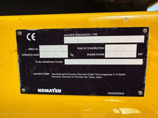 Komatsu PW180-11 PW180-11 2019 2 Wheeled Excavators image 12