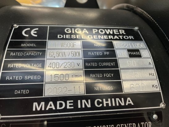Giga power LT-W50-GF 62.5 kVA Open generator Giga power LT-W50-GF 62.5 kVA Open generator 2022 1 Generators image 30