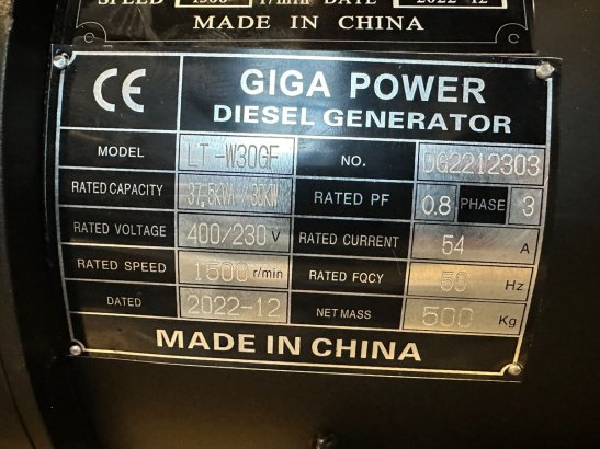 Giga power LT-W30GF 37.5 KVA Open generator Giga power LT-W30GF 37.5 KVA Open generator 2022 2 Generators image 7